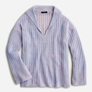 J. Crew Relaxed cotton-linen collared sweater in purple-pink Size L/XL